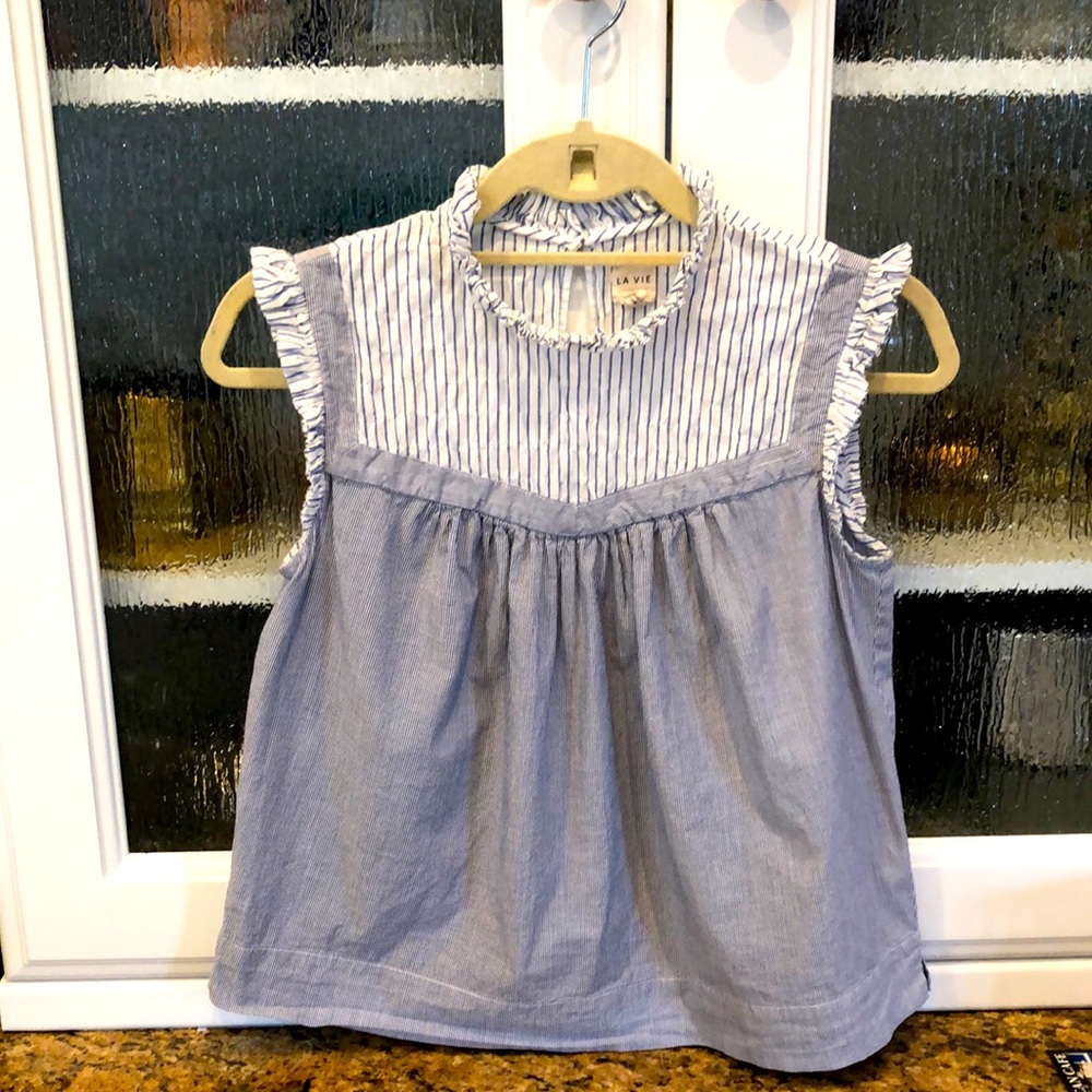 La Vie Rebecca Taylor striped sleeveless top size xs